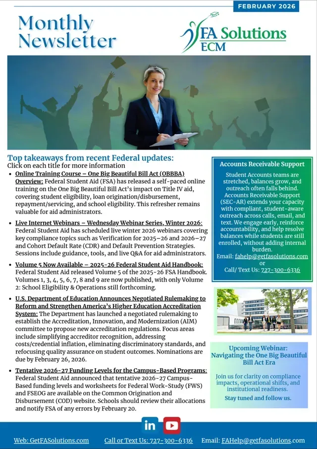 Fed-Updates Financial Aid Newsletter February 2026